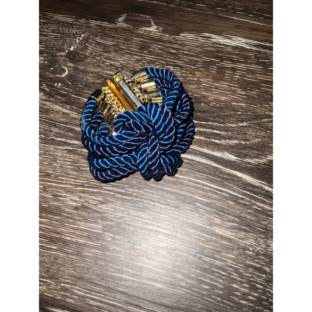 Rope Bracelet Nautical Knot Satin Multi-Strand Magnetic Gold-Tone Clasp